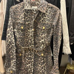 Ganni Foil Print Denim Dress